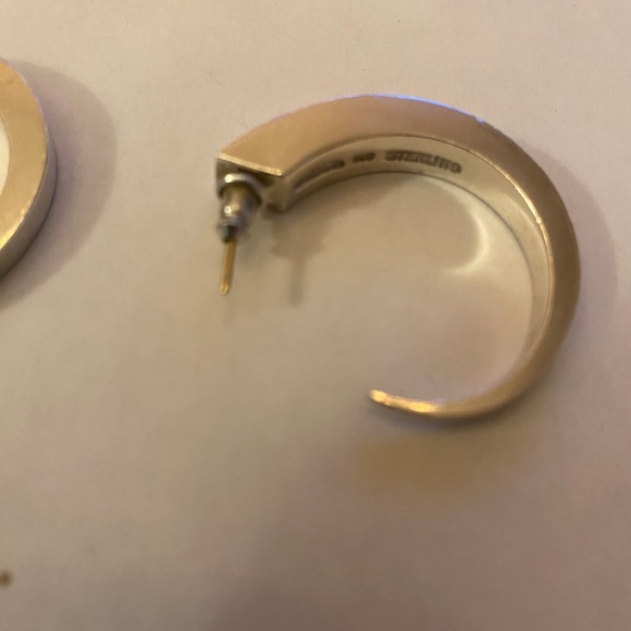 Sterling Silver Spike Hoop Earrings 1.5" - Picture 6 of 8